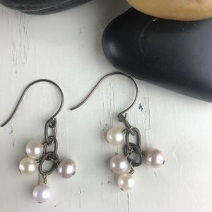 Tri Color Freshwater Pearl Cascade Earrings